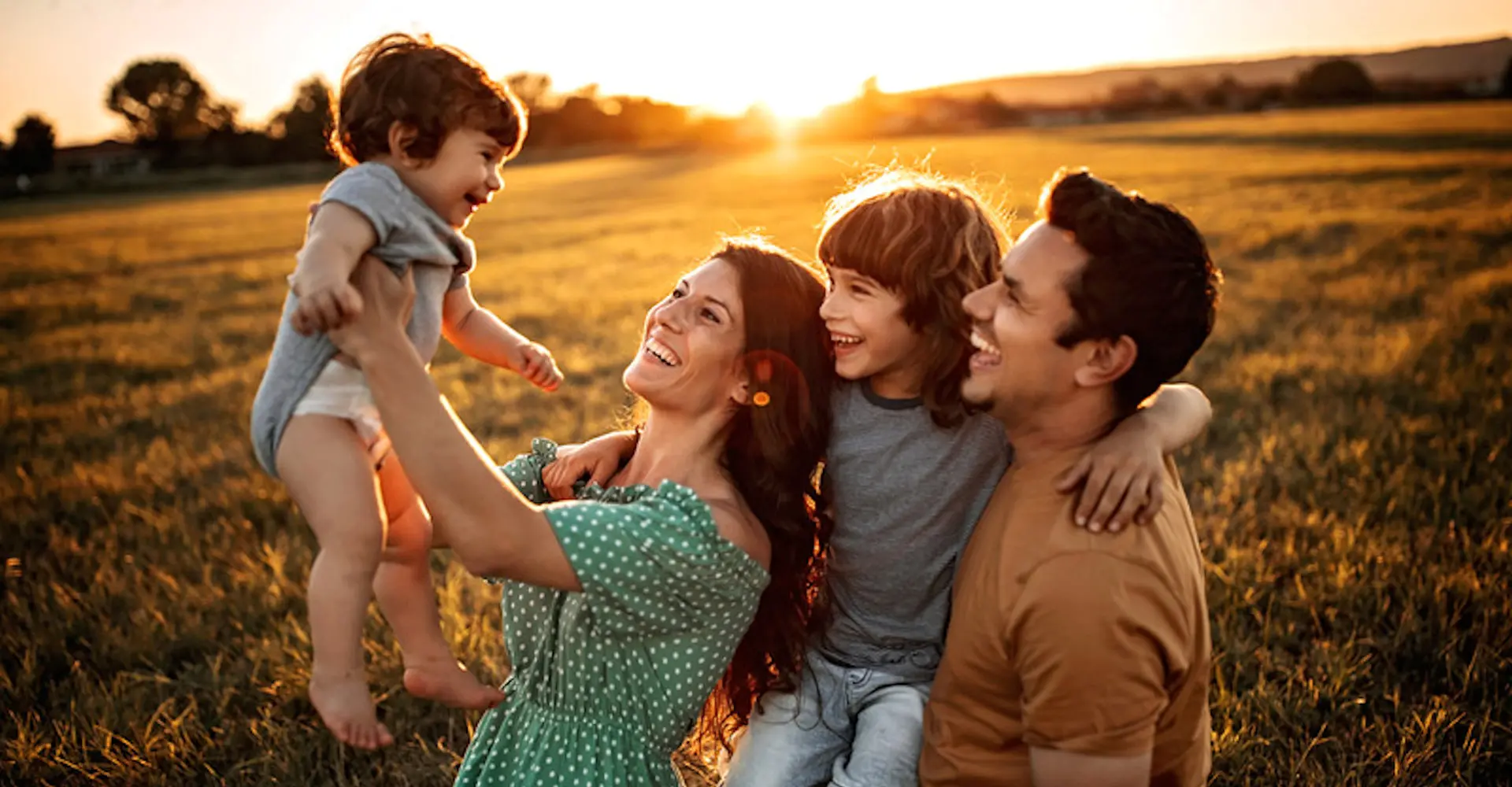 family in a field