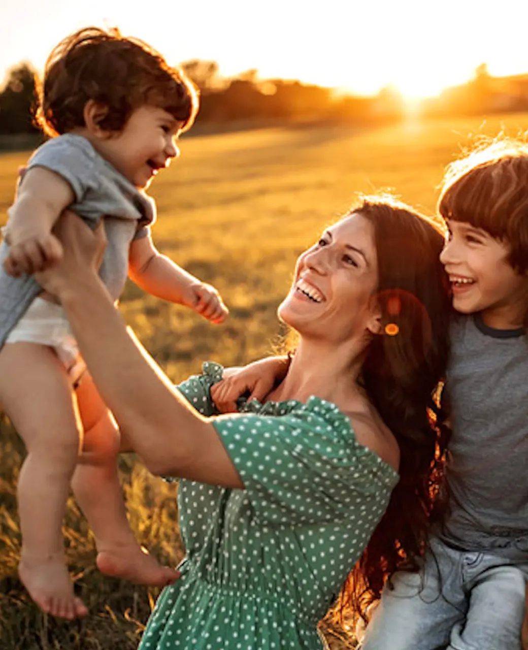 family in a field