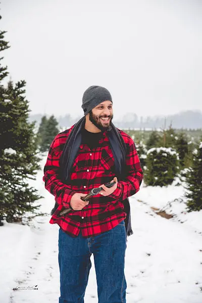 Man smiling in the snow